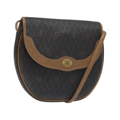 Christian Dior Vintage Honeycomb Flap Coated Canvas, Black, Canvas, Shoulder Bag