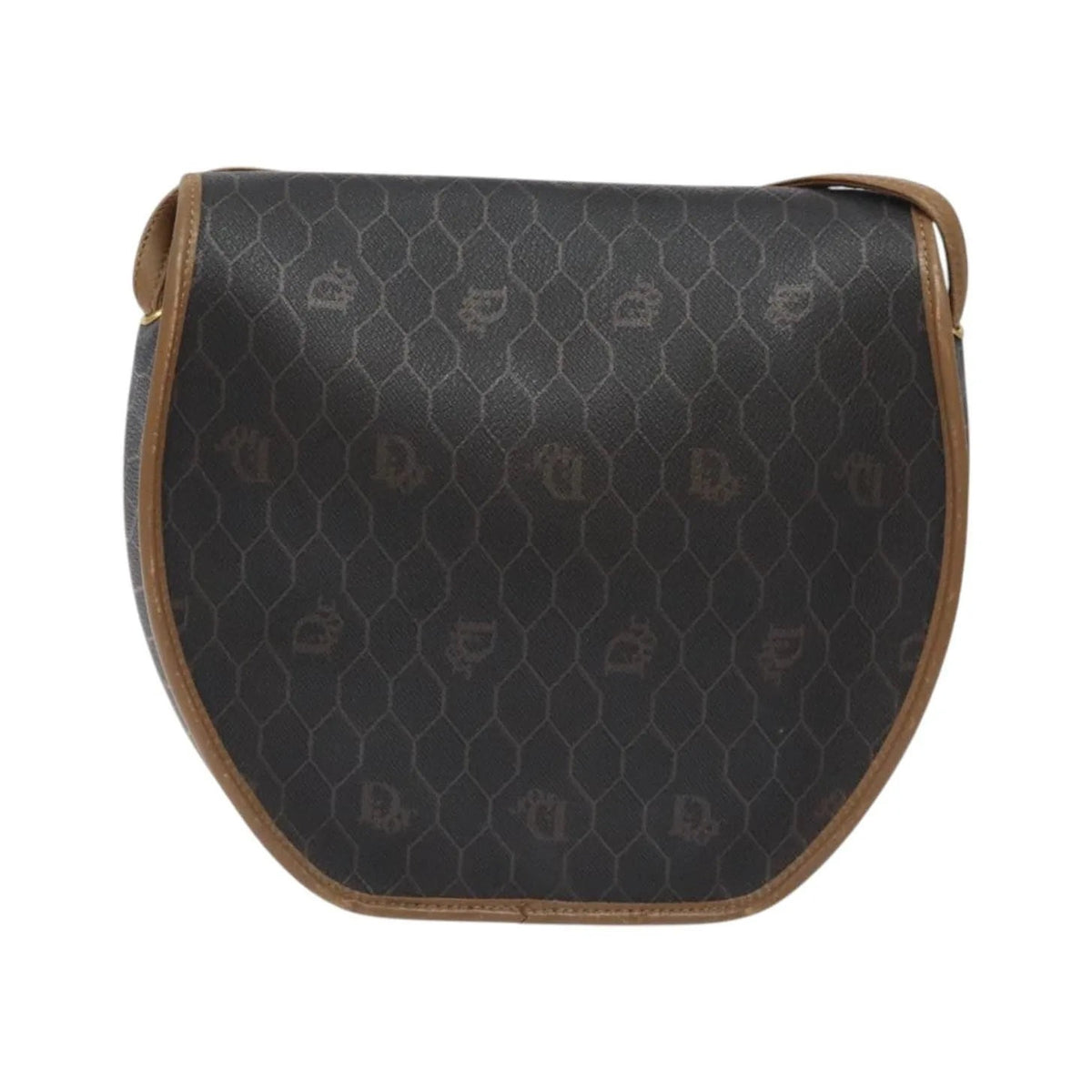 Christian Dior Vintage Honeycomb Flap Coated Canvas, Black, Canvas, Shoulder Bag