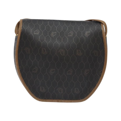 Christian Dior Vintage Honeycomb Flap Coated Canvas, Black, Canvas, Shoulder Bag