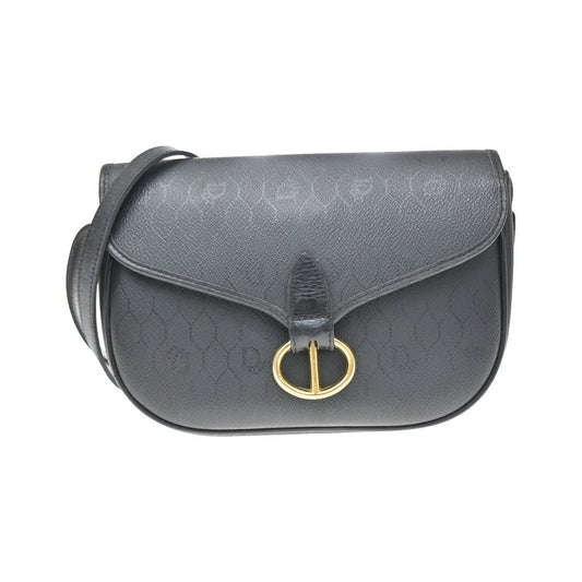 Christian Dior Vintage Honeycomb Flap Coated Canvas, Black, Canvas, Shoulder Bag