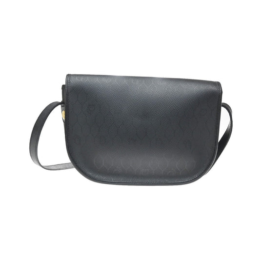 Christian Dior Vintage Honeycomb Flap Coated Canvas, Black, Canvas, Shoulder Bag
