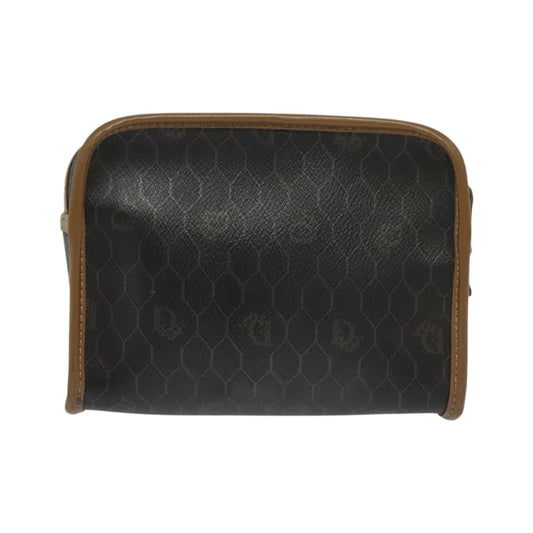Christian Dior Vintage Honeycomb Zip Canvas and Leather, Black, Canvas, Clutch