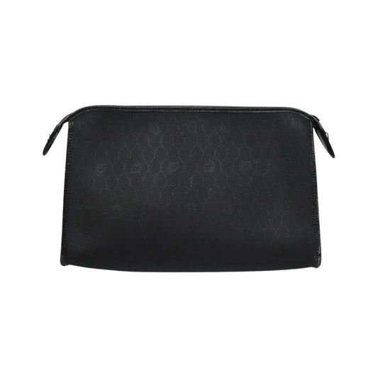 Christian Dior Vintage Honeycomb Zip Coated Canvas, Black, Canvas, Clutch