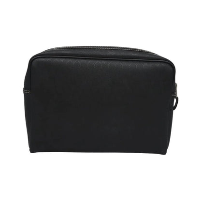 Christian Dior Vintage Honeycomb Zip Coated Canvas, Black, Canvas, Clutch