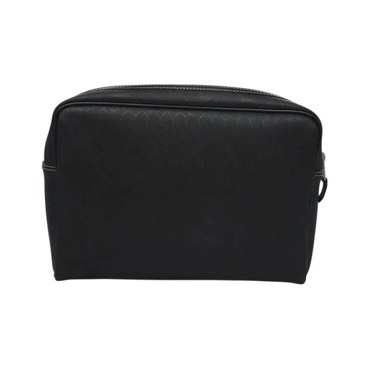 Christian Dior Vintage Honeycomb Zip Coated Canvas, Black, Canvas, Clutch