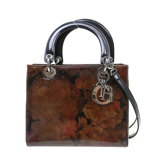 Christian Dior Vintage Lady Dior Patent Patent leather, Brown, Patent Leather, Handbag