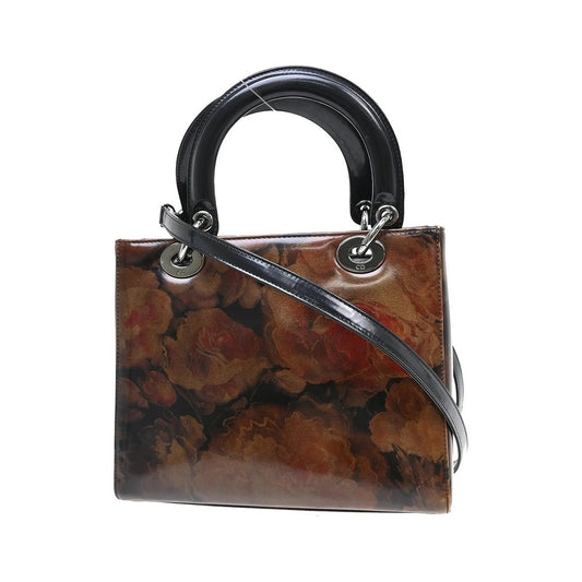 Christian Dior Vintage Lady Dior Patent Patent leather, Brown, Patent Leather, Handbag