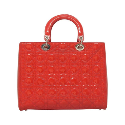 Christian Dior Vintage Lady Dior Patent Patent leather, "red + Silver", Patent Leather, Handbag