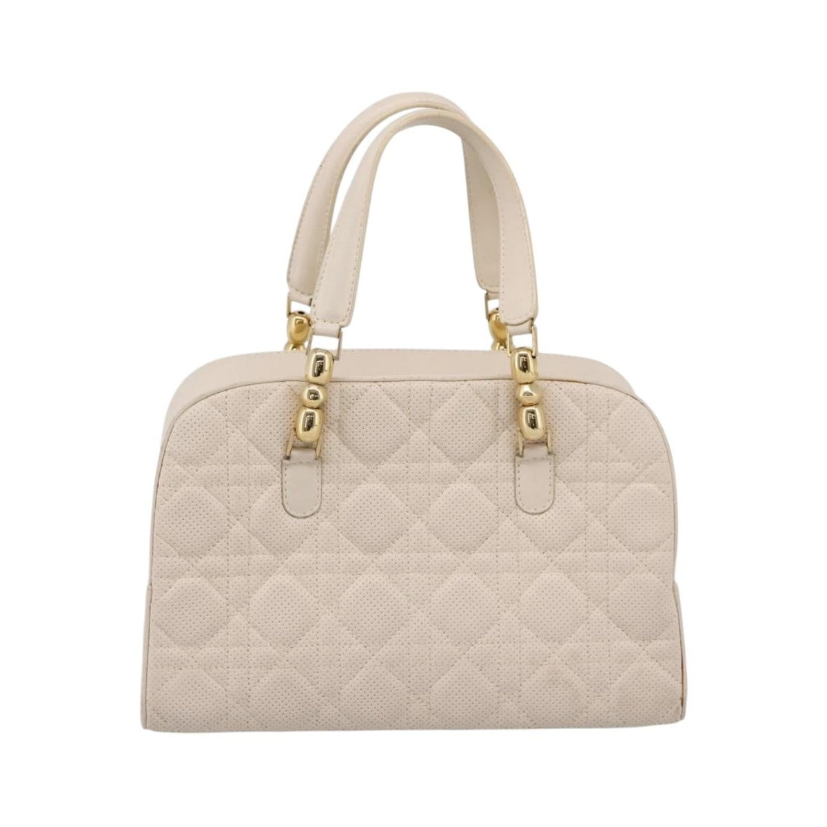 Christian Dior Vintage Leather, White, Leather, Tote Bag