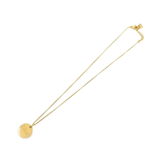 Christian Dior Vintage Logo Pendant Metal, Gold, Gold Plated, Necklace