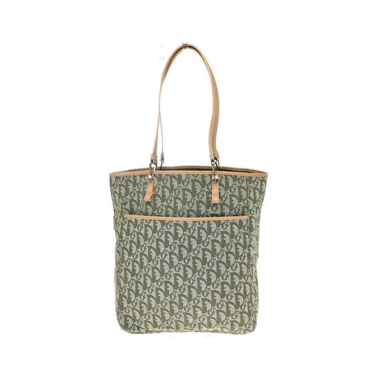 Christian Dior Vintage Open Pocket Diorissimo Canvas, Green, Canvas, Tote Bag