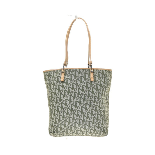 Christian Dior Vintage Open Pocket Diorissimo Canvas, Green, Canvas, Tote Bag