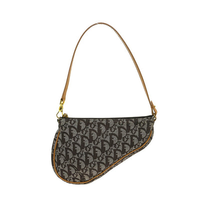 Christian Dior Vintage Saddle Bag Canvas, Brown, Canvas, Clutch