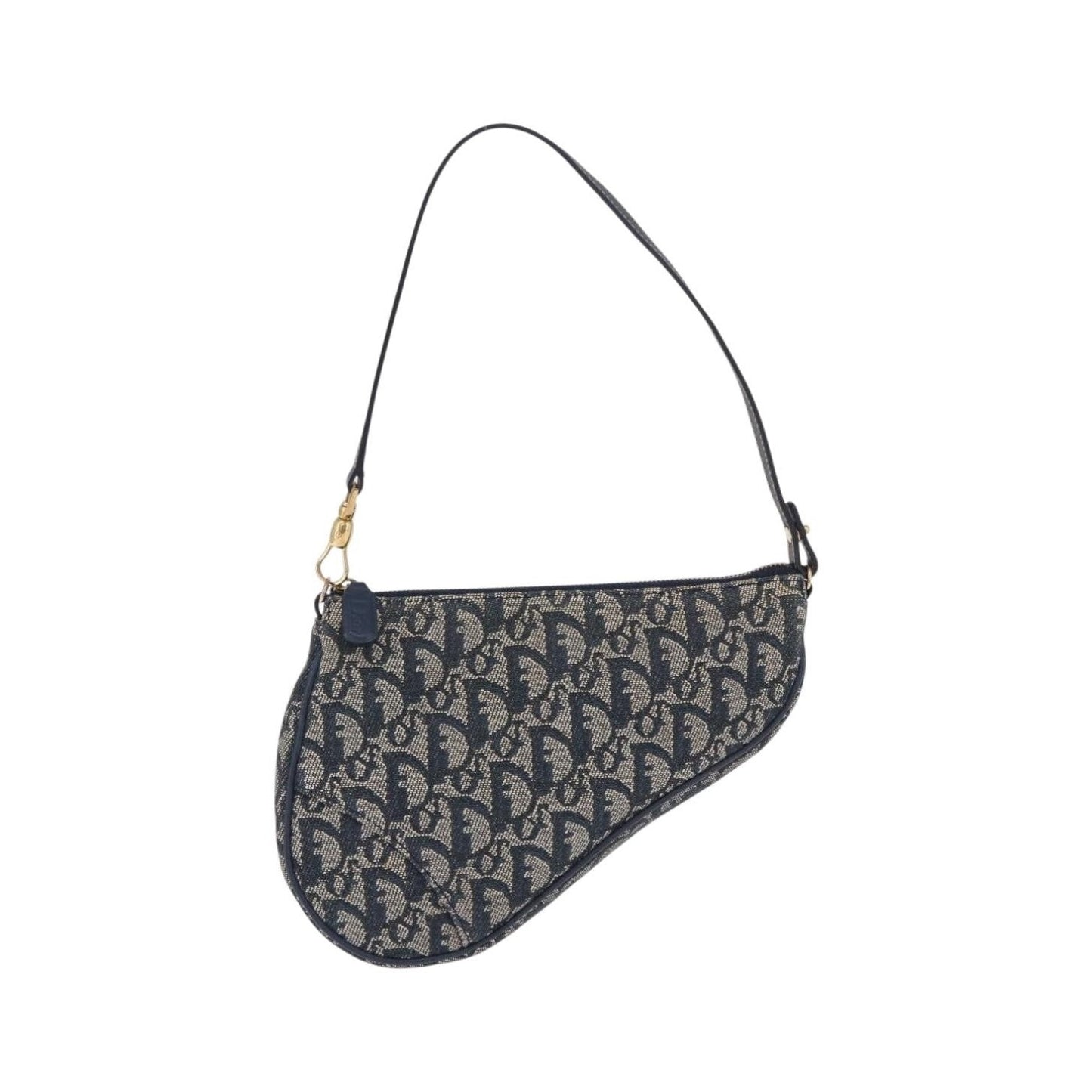 Christian Dior Vintage Saddle Bag Canvas, Navy, Canvas, Clutch