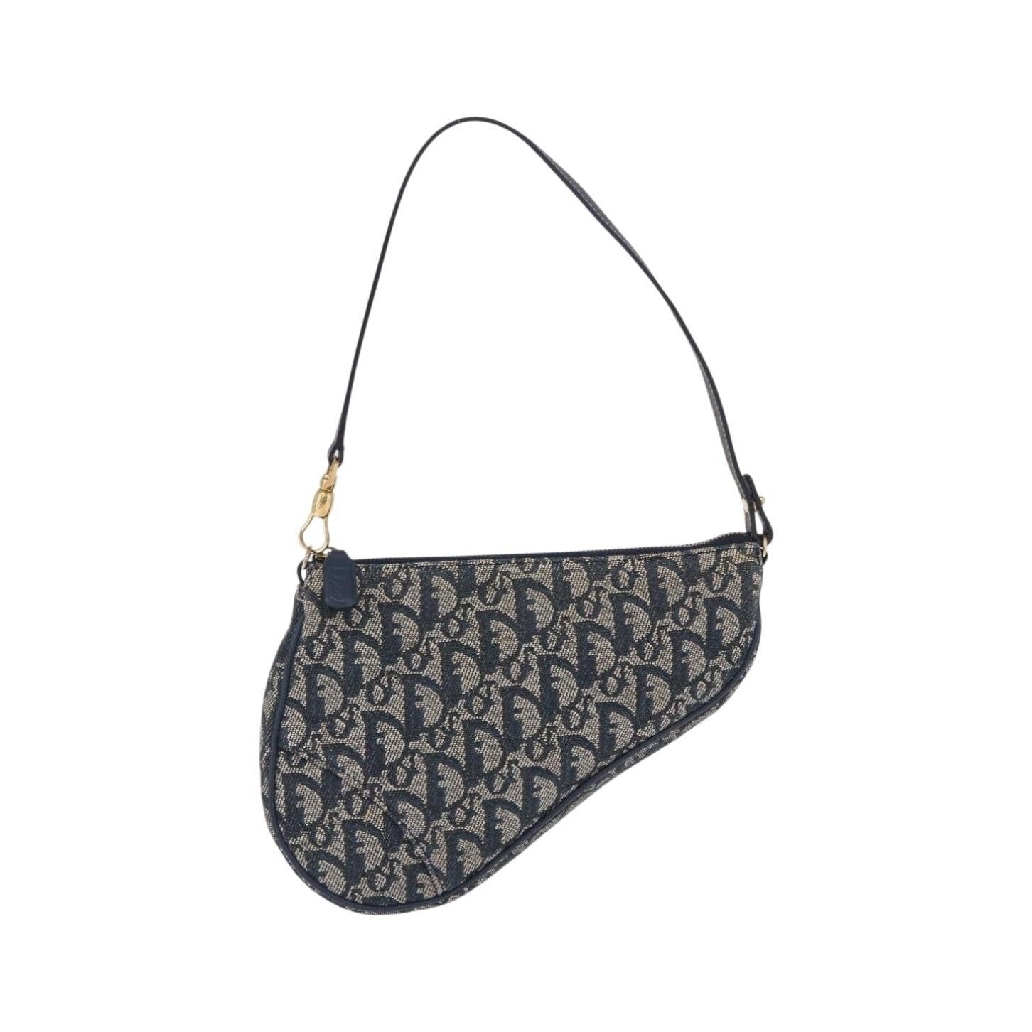 Christian Dior Vintage Saddle Bag Canvas, Navy, Canvas, Clutch