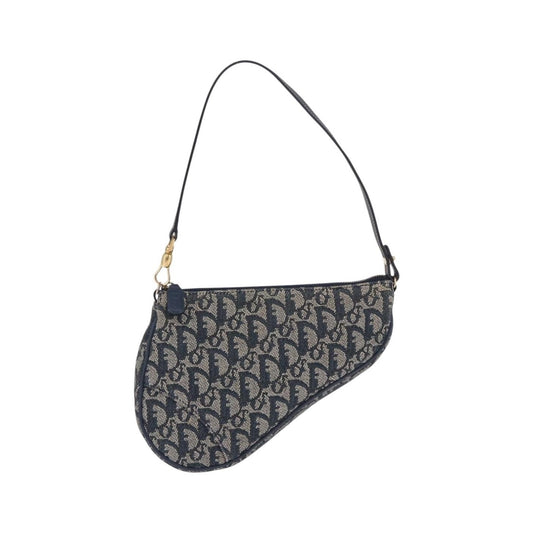 Christian Dior Vintage Saddle Bag Canvas, Navy, Canvas, Clutch