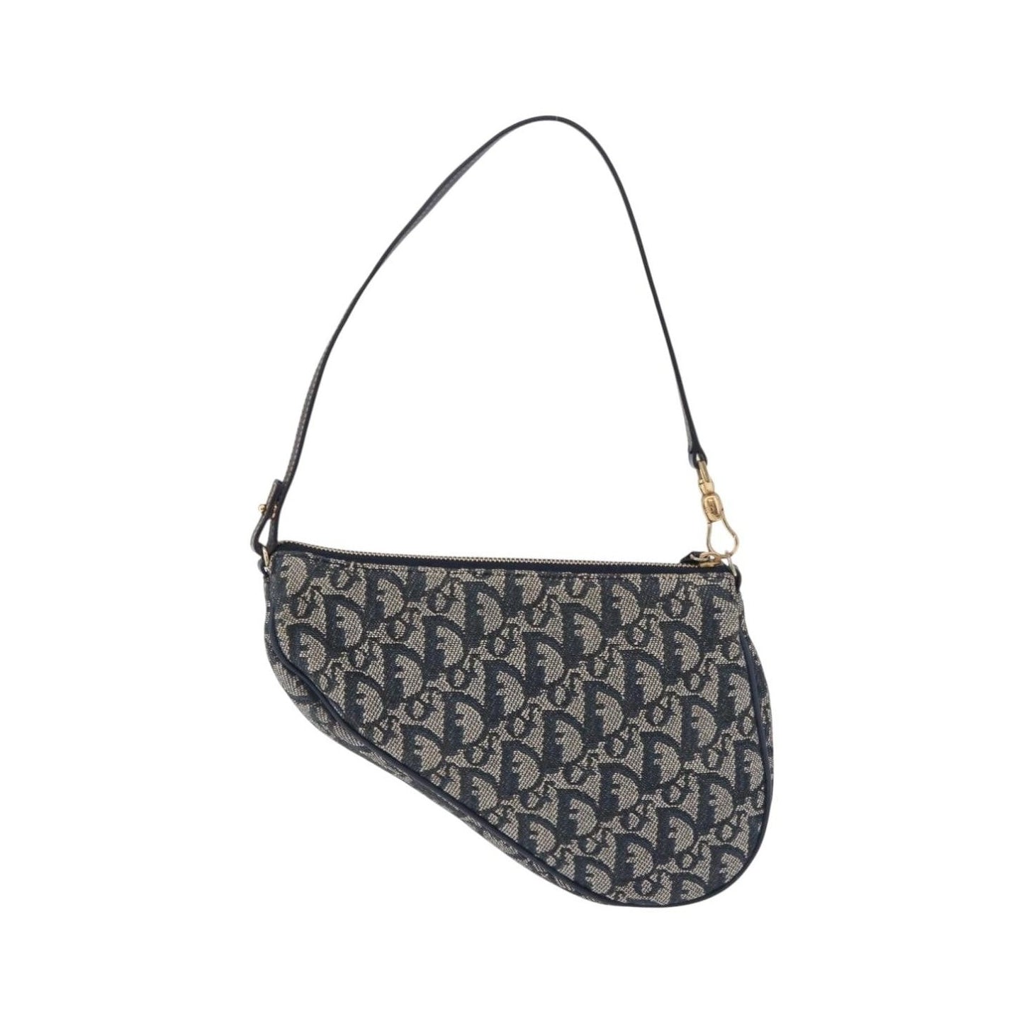 Christian Dior Vintage Saddle Bag Canvas, Navy, Canvas, Clutch