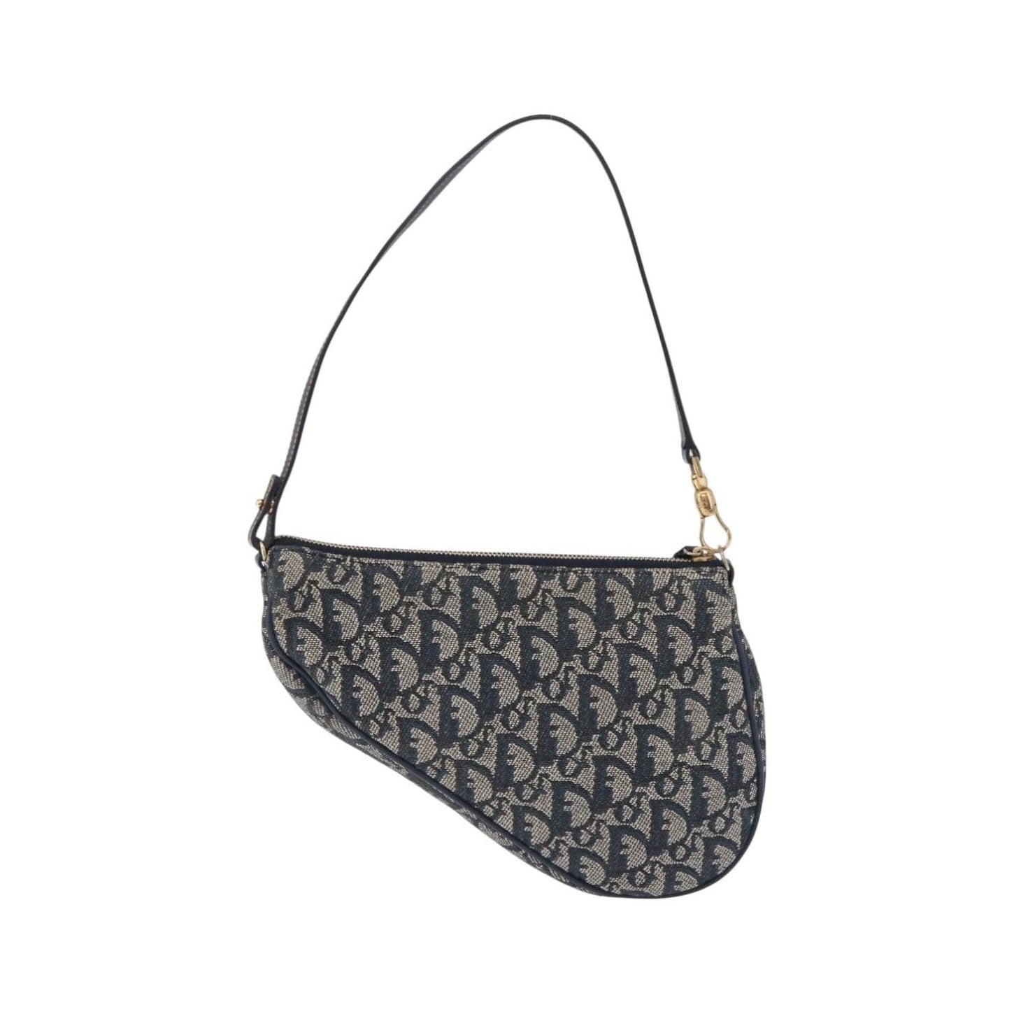 Christian Dior Vintage Saddle Bag Canvas, Navy, Canvas, Clutch