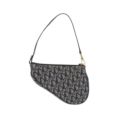 Christian Dior Vintage Saddle Bag Canvas, Navy, Canvas, Clutch