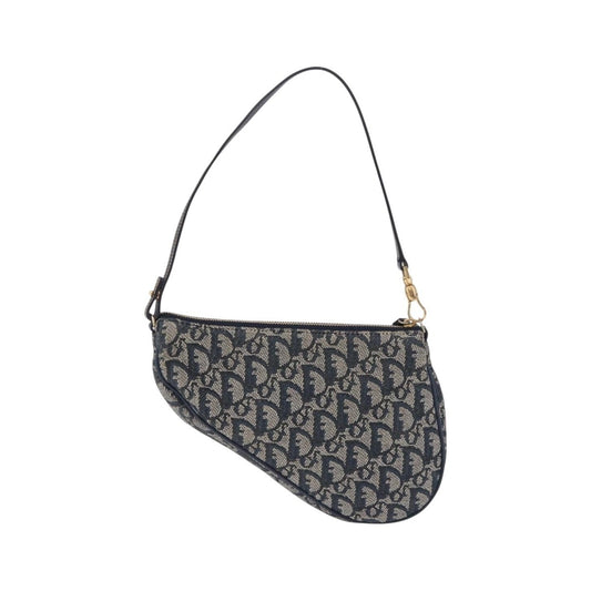 Christian Dior Vintage Saddle Bag Canvas, Navy, Canvas, Clutch