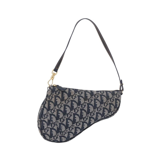 Christian Dior Vintage Saddle Bag Canvas, Navy, Canvas, Clutch