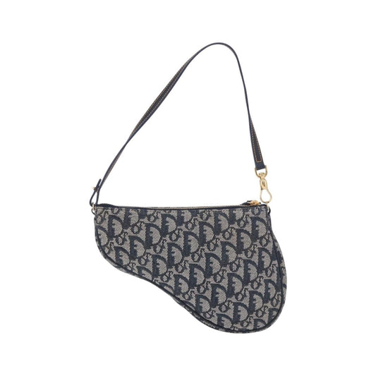 Christian Dior Vintage Saddle Bag Canvas, Navy, Canvas, Clutch