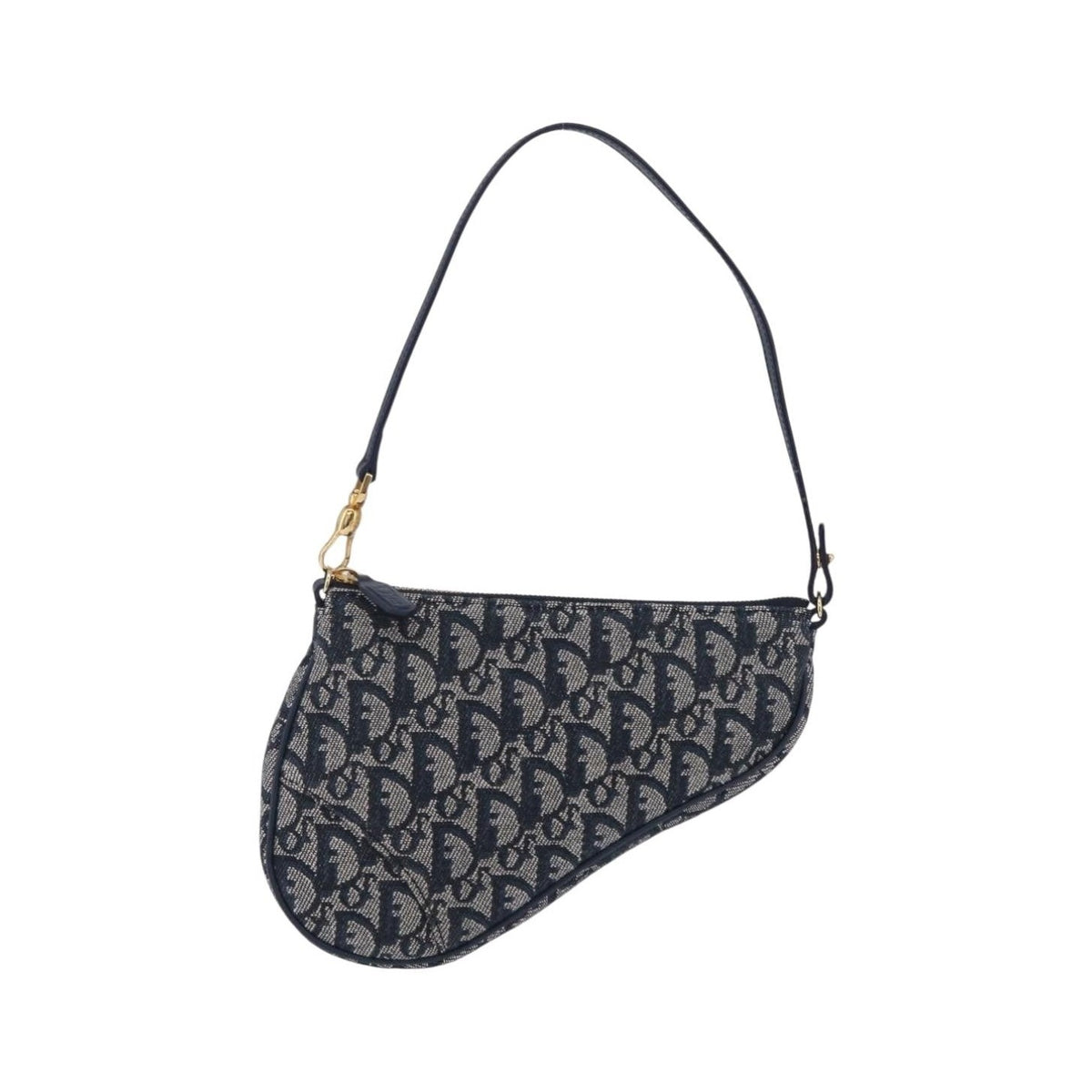 Christian Dior Vintage Saddle Bag Canvas, Navy, Canvas, Clutch