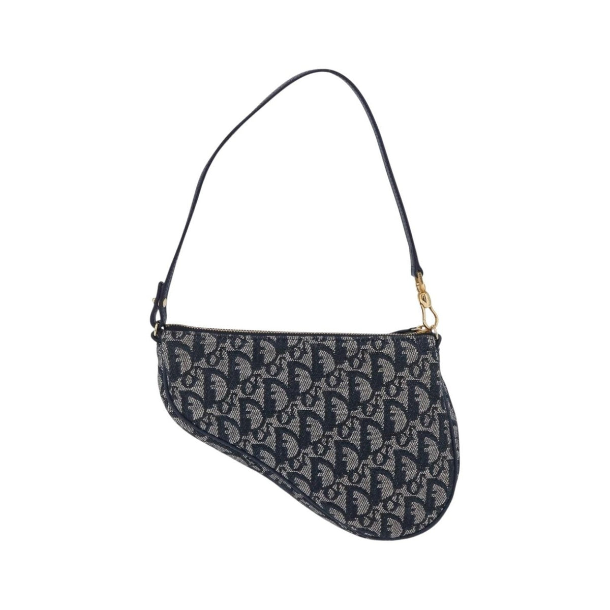 Christian Dior Vintage Saddle Bag Canvas, Navy, Canvas, Clutch