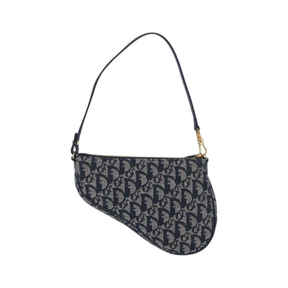 Christian Dior Vintage Saddle Bag Canvas, Navy, Canvas, Clutch