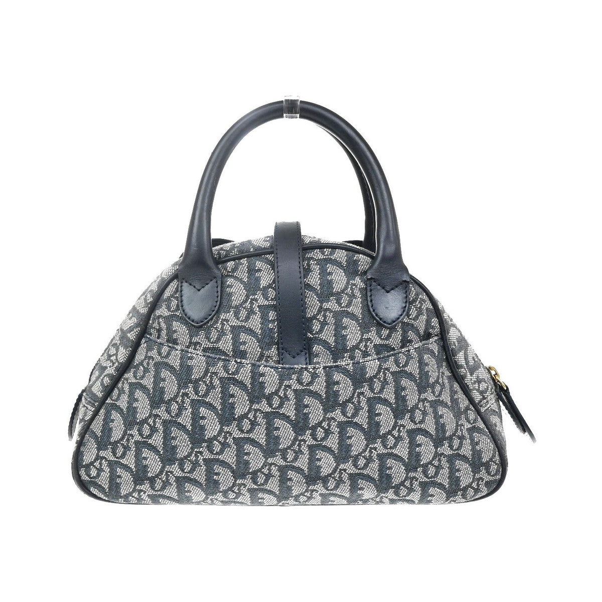 Christian Dior Vintage Saddle Bowler Diorissimo Canvas, Navy, Canvas, Handbag
