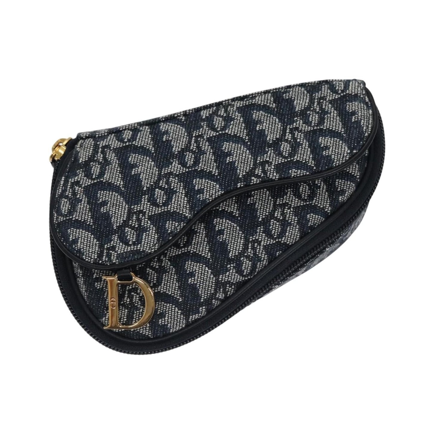 Christian Dior Vintage Saddle Coin Purse Diorissimo Canvas, Navy, Canvas, Clutch