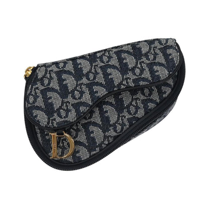 Christian Dior Vintage Saddle Coin Purse Diorissimo Canvas, Navy, Canvas, Clutch
