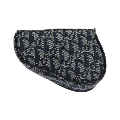 Christian Dior Vintage Saddle Coin Purse Diorissimo Canvas, Navy, Canvas, Clutch