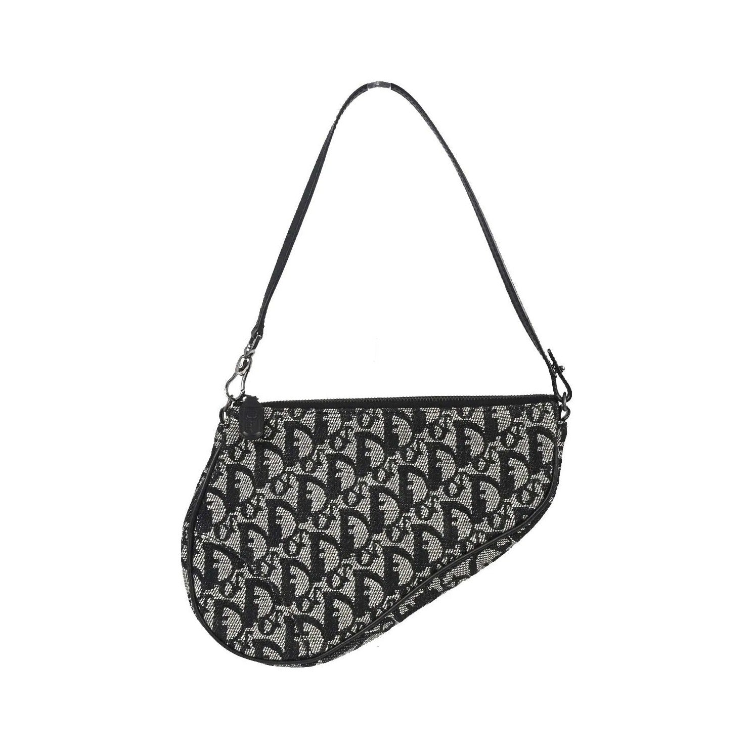 Christian Dior Vintage Saddle Diorissimo Canvas, Black, Canvas, Shoulder Bag