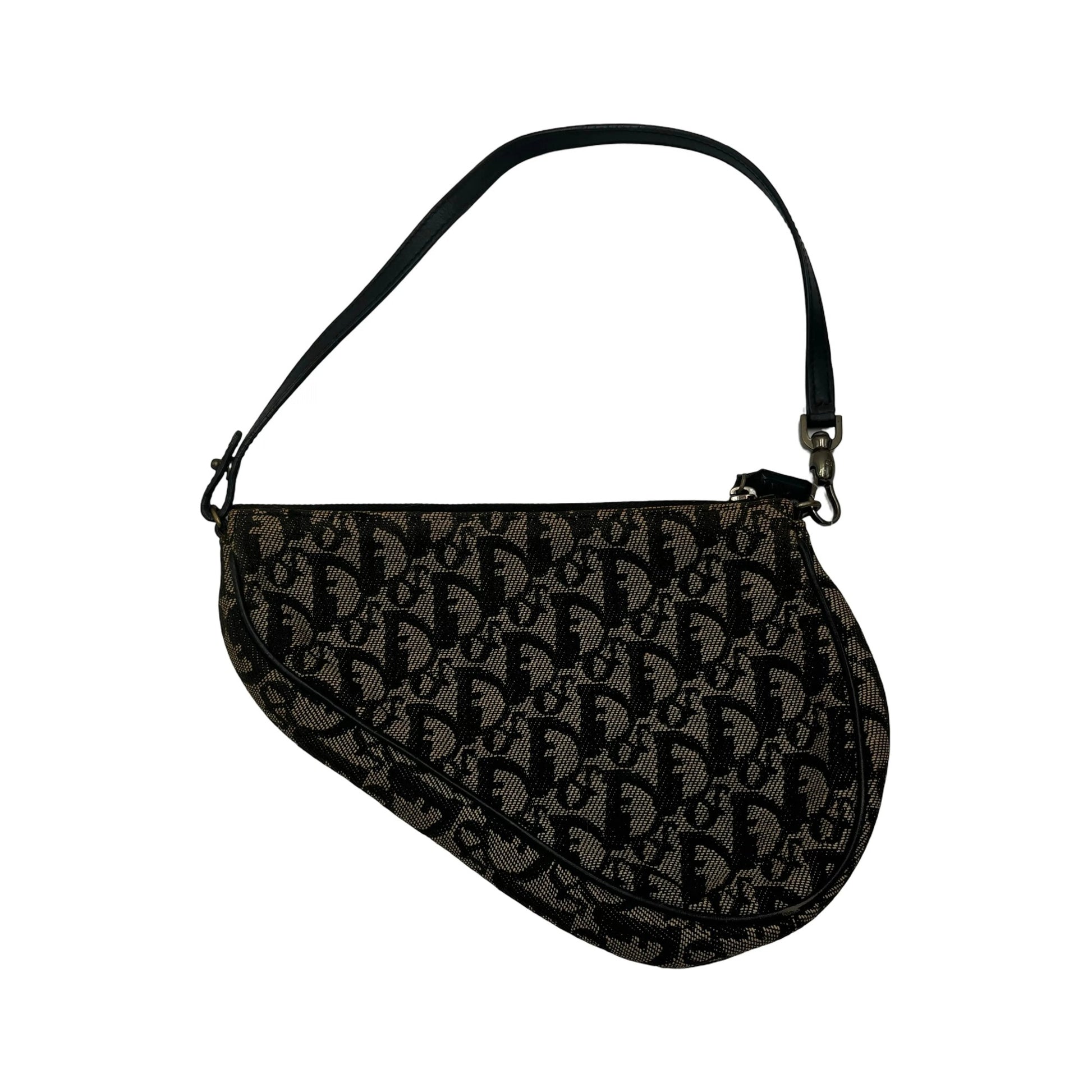 Christian Dior Vintage Saddle Diorissimo Canvas, Beige, Canvas, Shoulder Bag