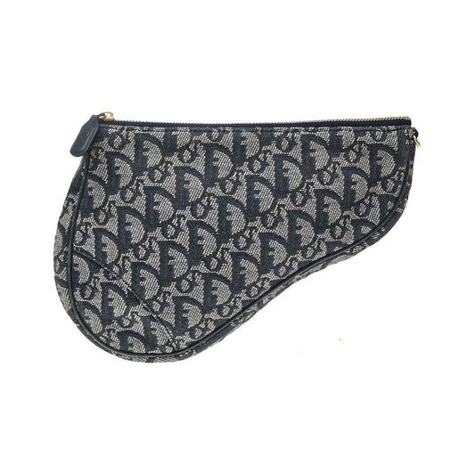 Christian Dior Vintage Saddle Diorissimo Canvas, Navy, Canvas, Handbag