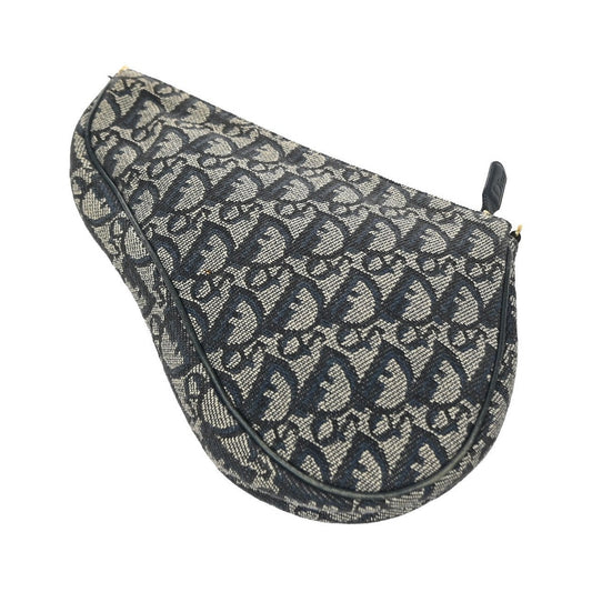 Christian Dior Vintage Saddle Diorissimo Canvas, Navy, Canvas, Handbag