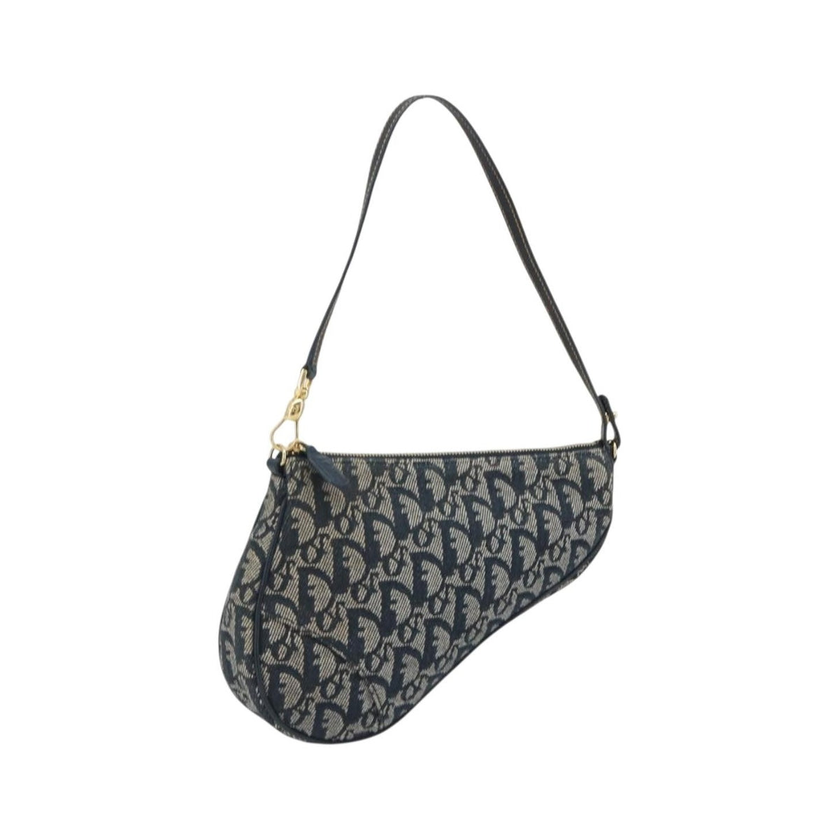 Christian Dior Vintage Saddle Diorissimo Canvas, Navy, Canvas, Shoulder Bag