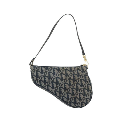 Christian Dior Vintage Saddle Diorissimo Canvas, Navy, Canvas, Shoulder Bag