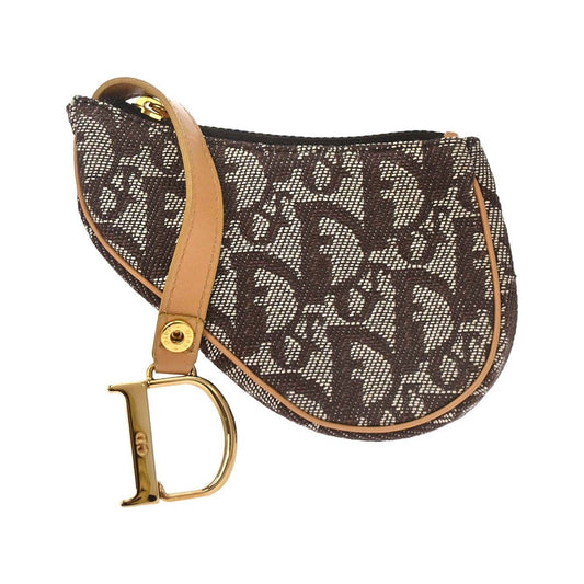 Christian Dior Vintage Saddle Zip Coin Purse Diorissimo Canvas, Brown, Canvas, Clutch