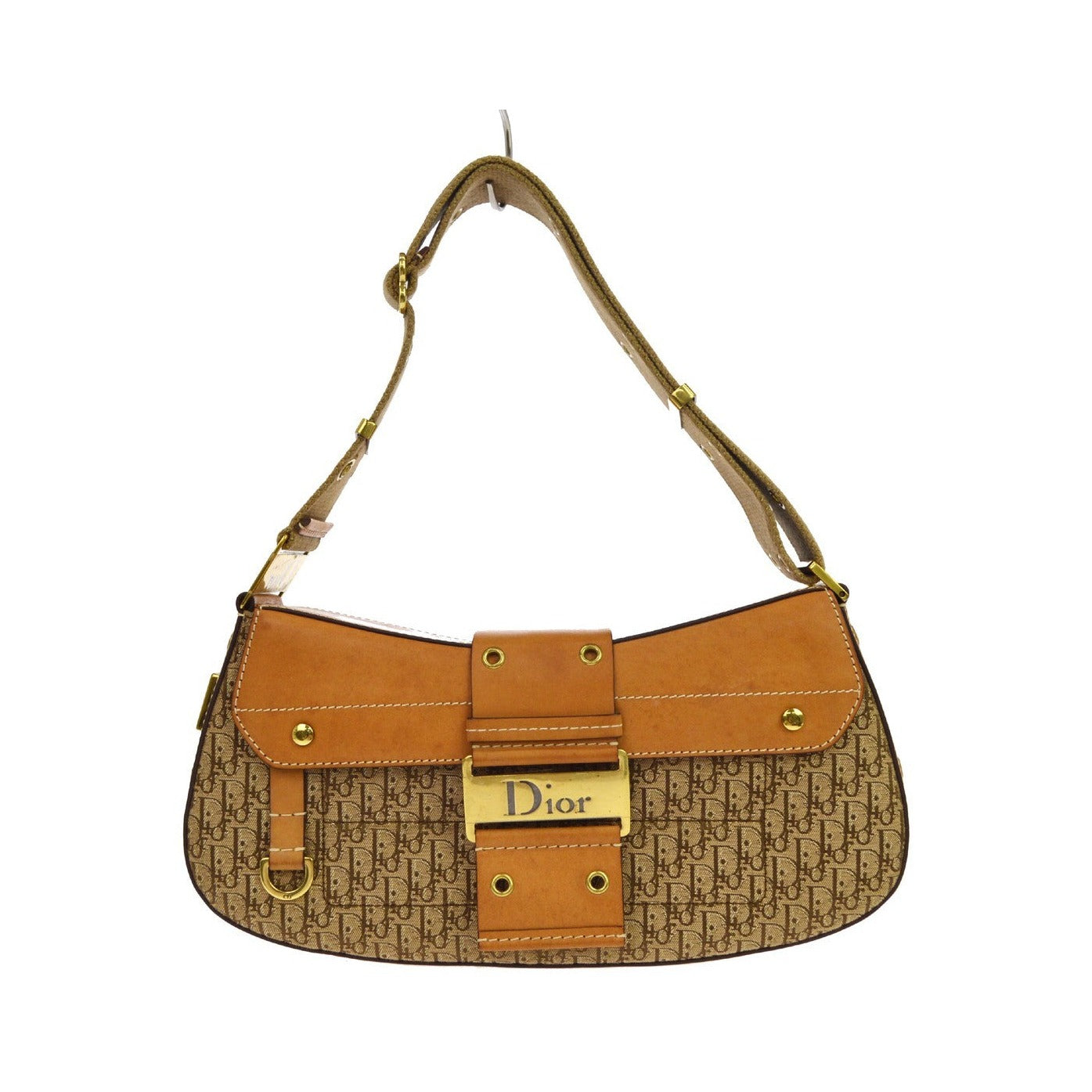 Christian Dior Vintage Street Chic Columbus Diorissimo Canvas with Leather, Brown, Canvas, Shoulder Bag