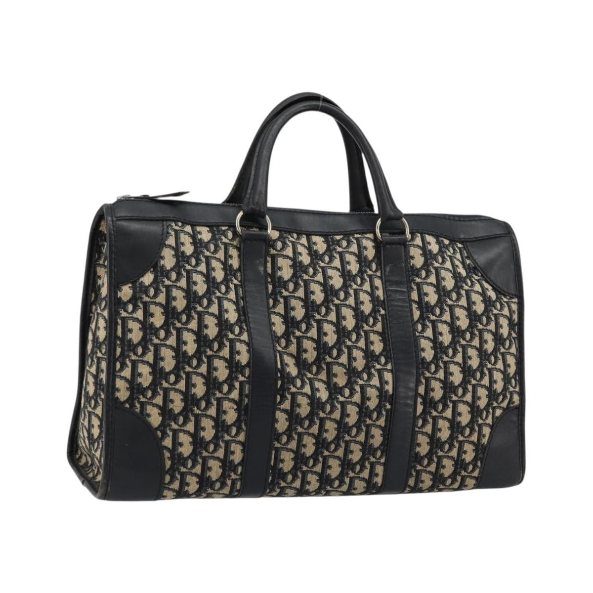 Christian Dior Vintage Trotter Boston Diorissimo Canvas, Navy, Canvas, Handbag