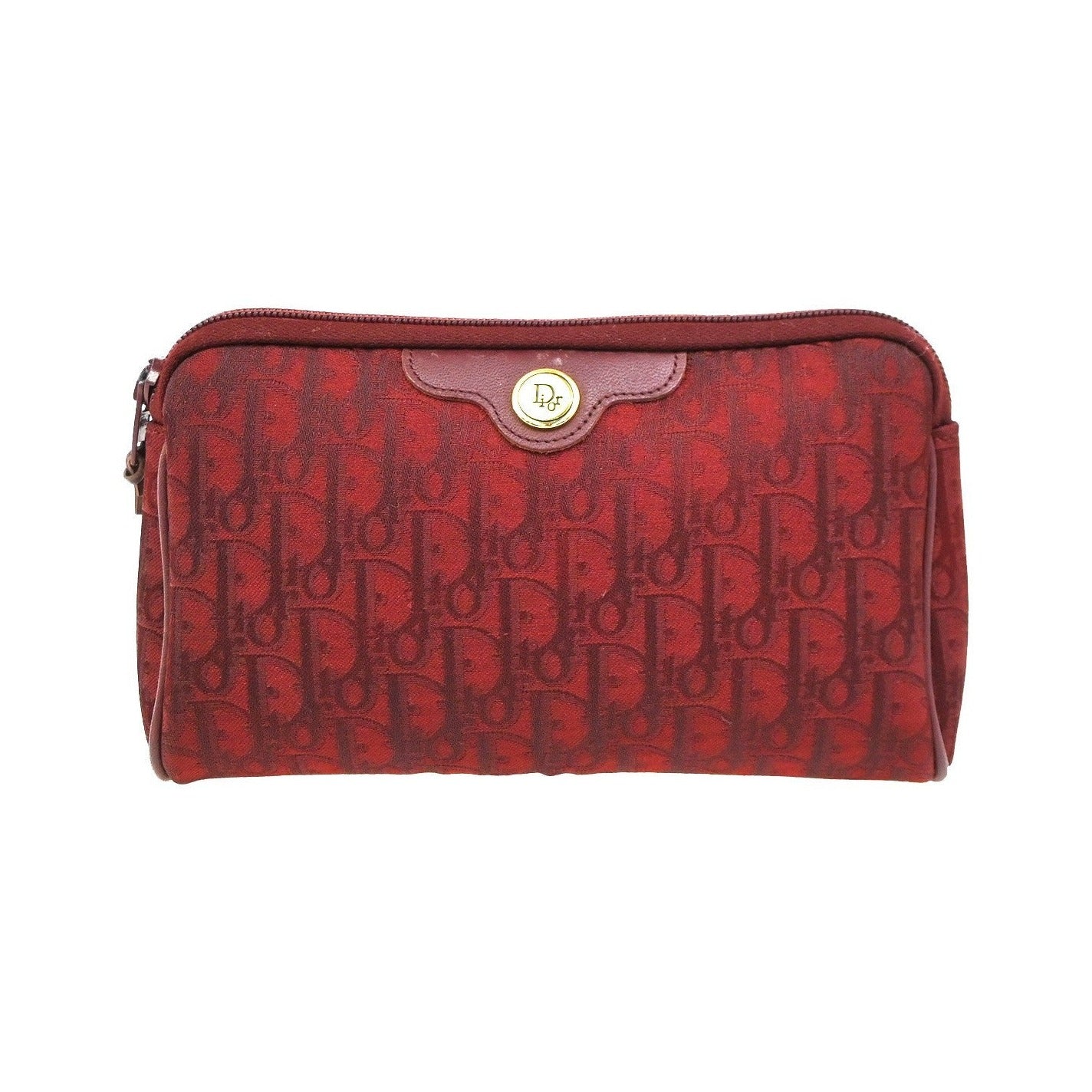 Christian Dior Vintage Trotter Canvas, Red, Canvas, Clutch