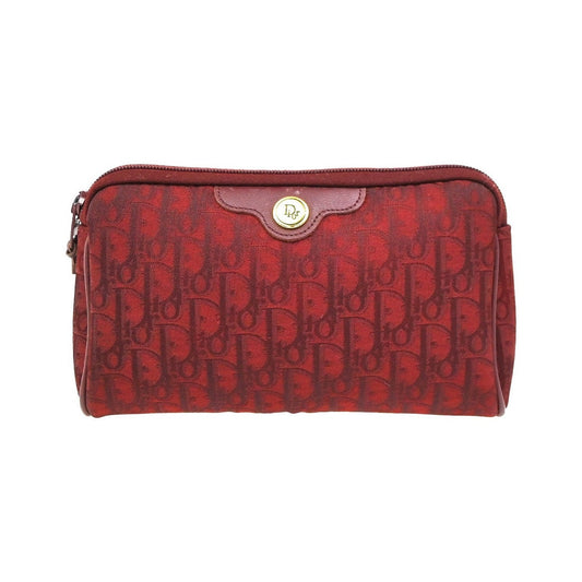 Christian Dior Vintage Trotter Canvas, Red, Canvas, Clutch