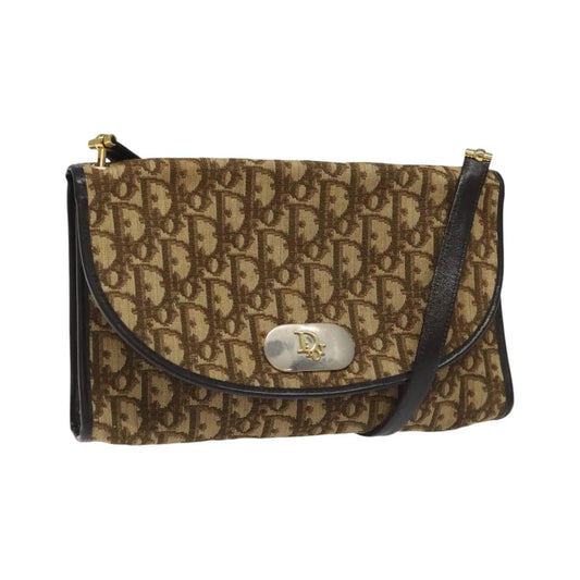 Christian Dior Vintage Trotter Flap Canvas, Brown, Canvas, Shoulder Bag