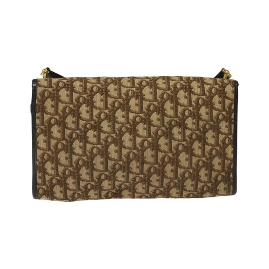 Christian Dior Vintage Trotter Flap Canvas, Brown, Canvas, Shoulder Bag
