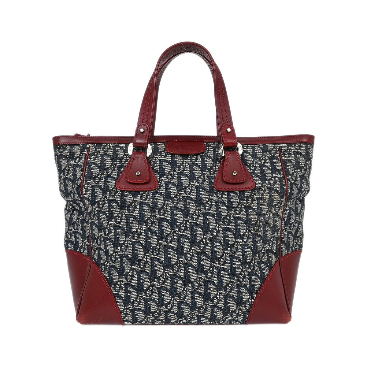 Christian Dior Vintage Trotter Zip Diorissimo Canvas, Navy, Canvas, Tote Bag