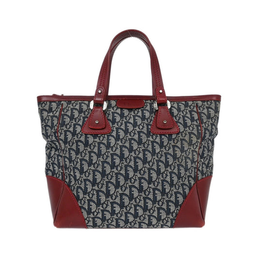 Christian Dior Vintage Trotter Zip Diorissimo Canvas, Navy, Canvas, Tote Bag