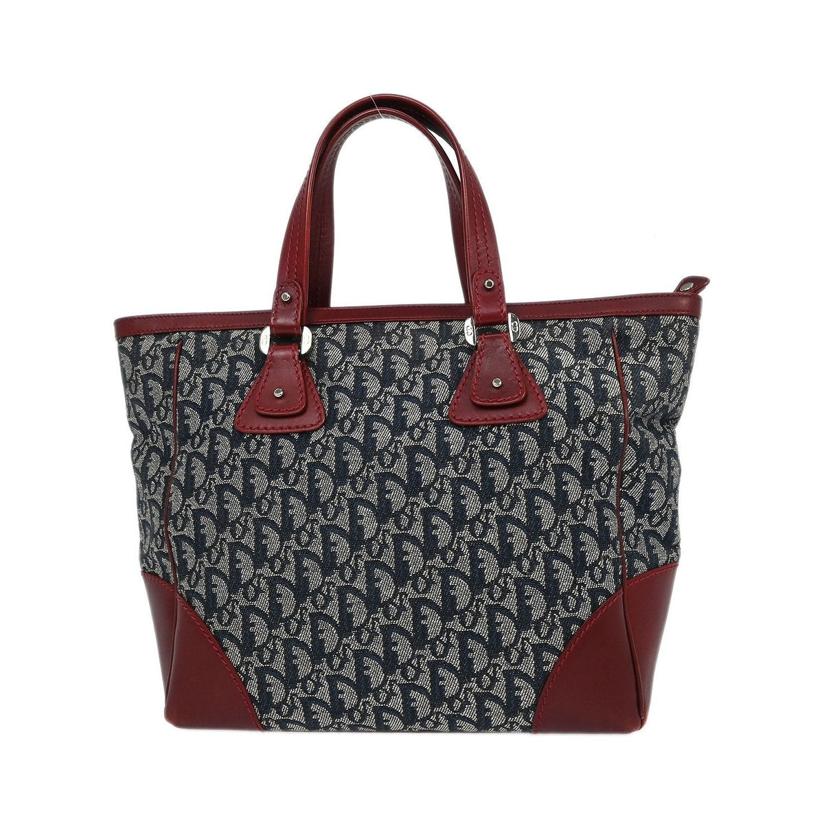 Christian Dior Vintage Trotter Zip Diorissimo Canvas, Navy, Canvas, Tote Bag