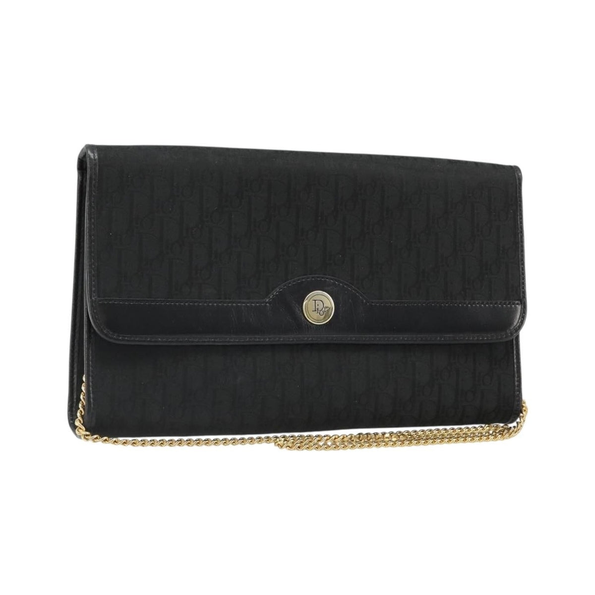 Christian Dior Vintage Trotteur Chain Canvas, Black, Canvas, Shoulder Bag